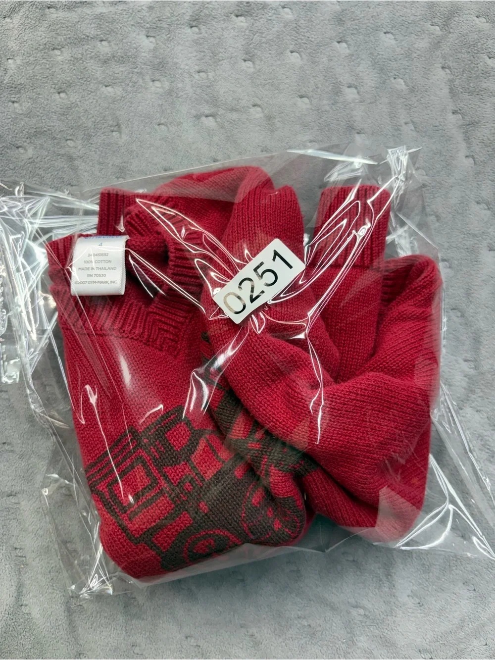 Gymboree Red V-Neck Sweater with Train Motif - Men